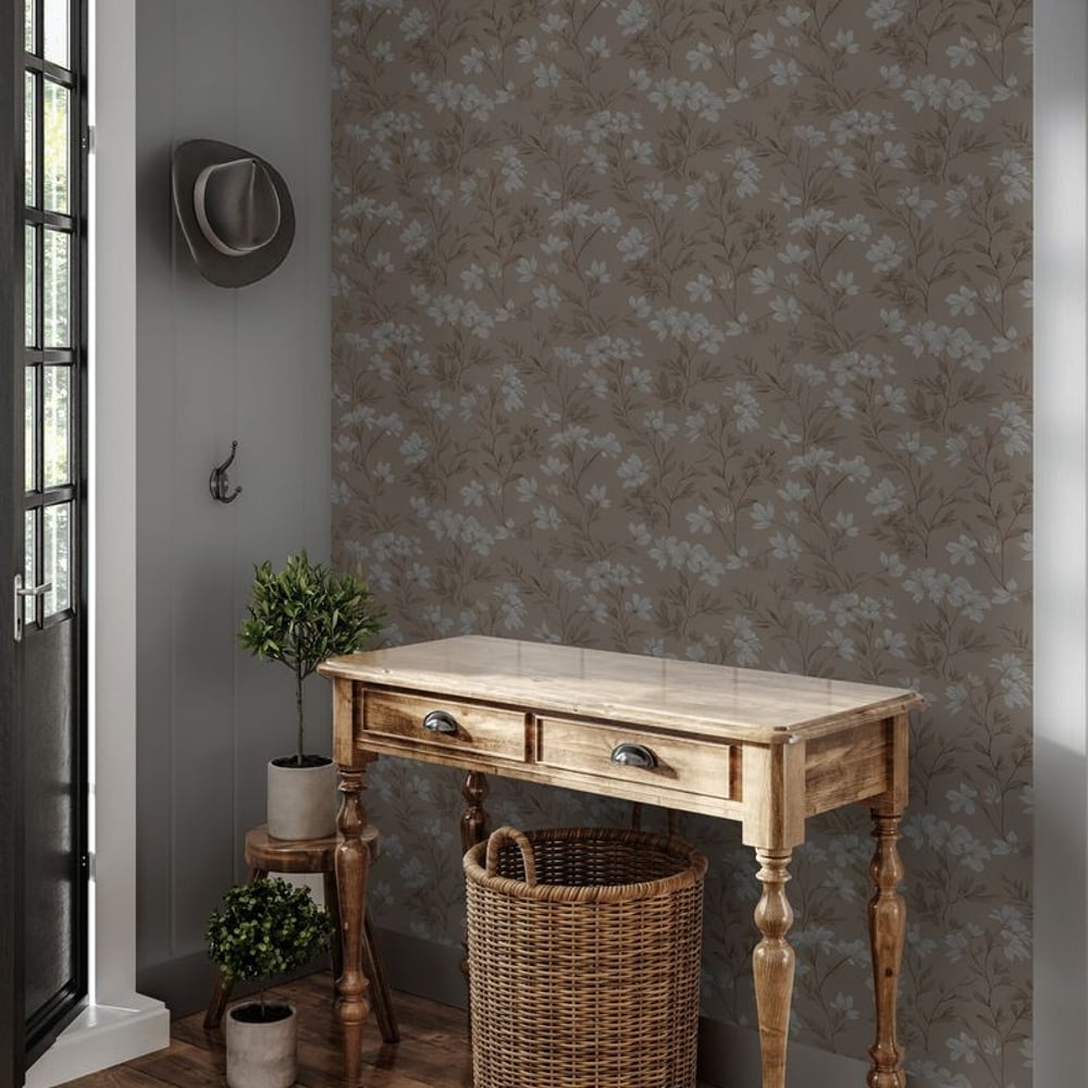 Krista Beige - Papiers peints - Beige - Entrée - Floral - Scandza - Intissé