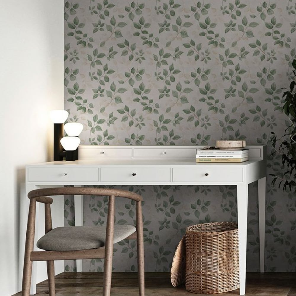 Arnold Green - Papiers peints - Vert - Bureau - Feuille - Scandza - Intissé