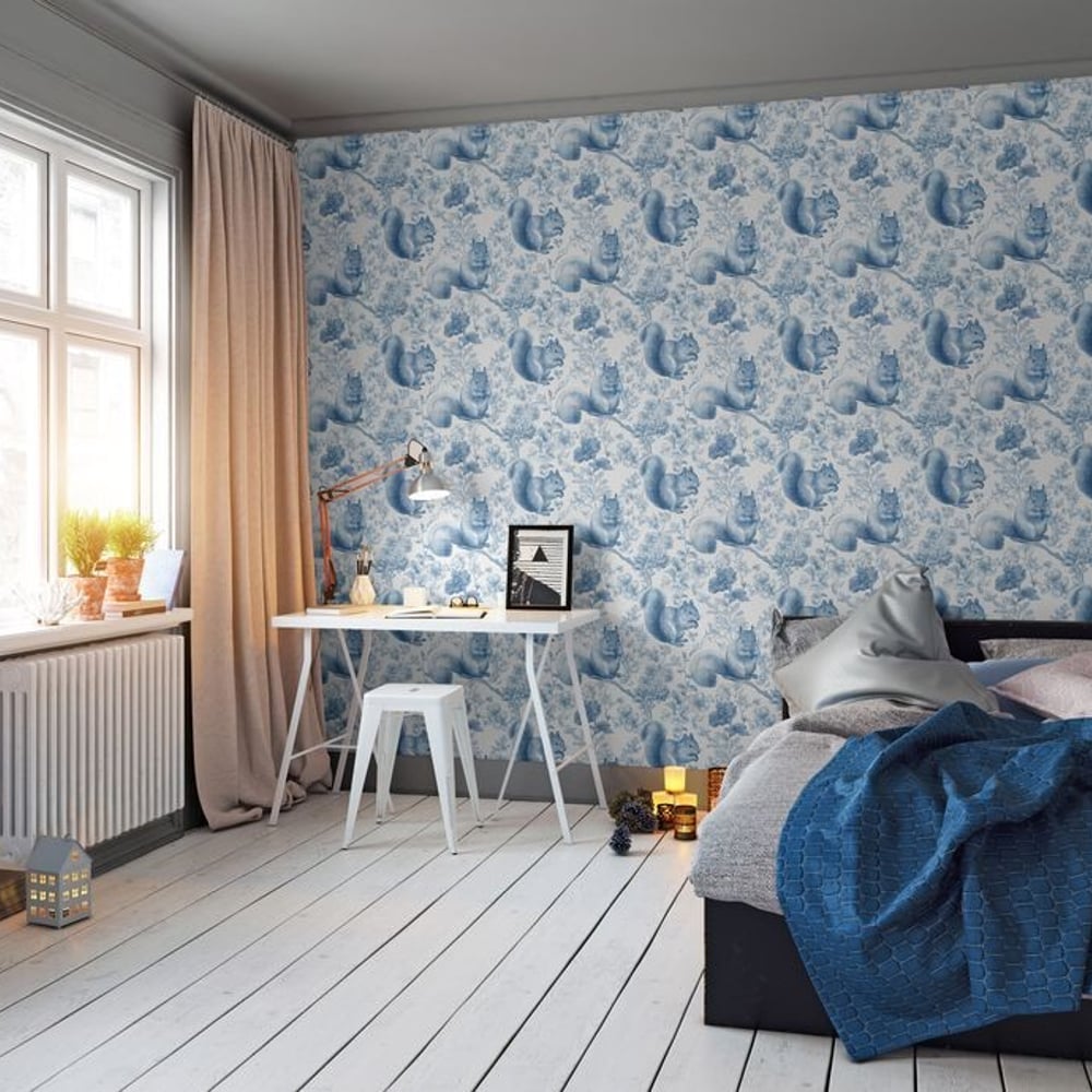 Stefan Blue - Wallpaper - Blue - Teenager's room - Animal - in between - Non-Woven