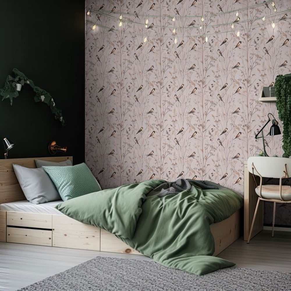 Steffe Brown - Wallpaper - Brown - Teenager's room - Birds - in between - Non-Woven