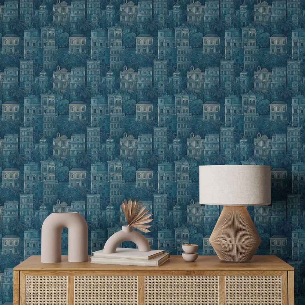 Emir Blue - Tapet - Blå - Køkken - Arkitektur - Dreamland - Non-Woven