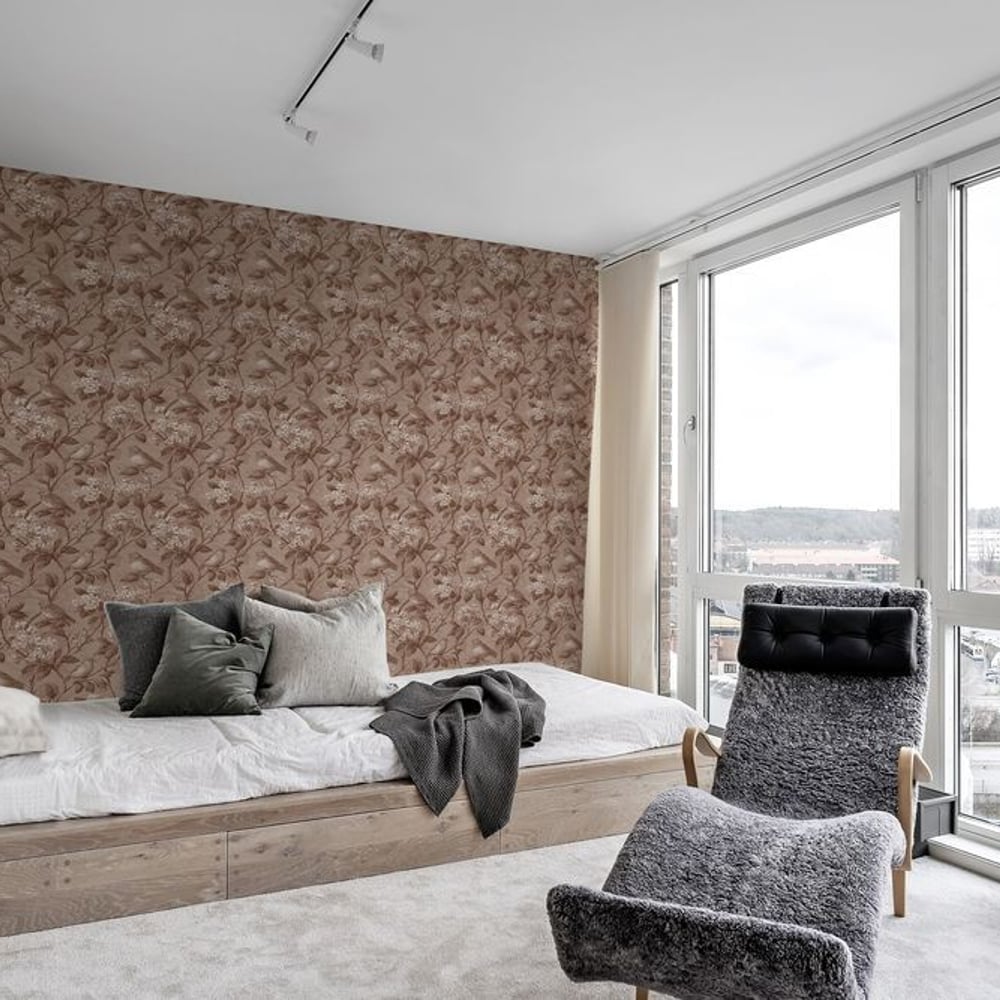 Ella Brown - Wallpaper - Brown - Teenager's room - Birds - in between - Non-Woven