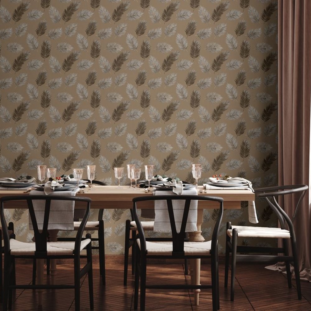 Santiago Beige - Wallpaper - Beige - Bedroom - Leaf - Blue Monkey - Non-Woven