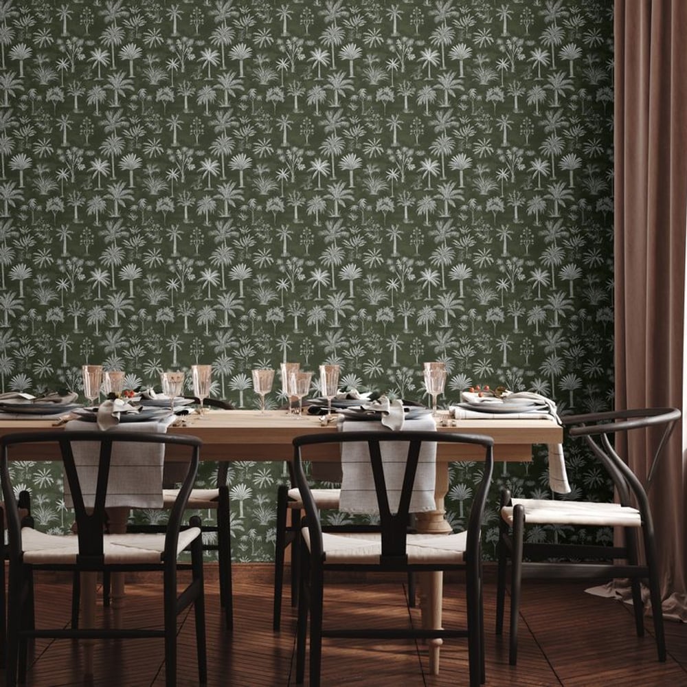 Salvadore Green - Wallpaper - Green - Kitchen - Tree - Blue Monkey - Non-Woven