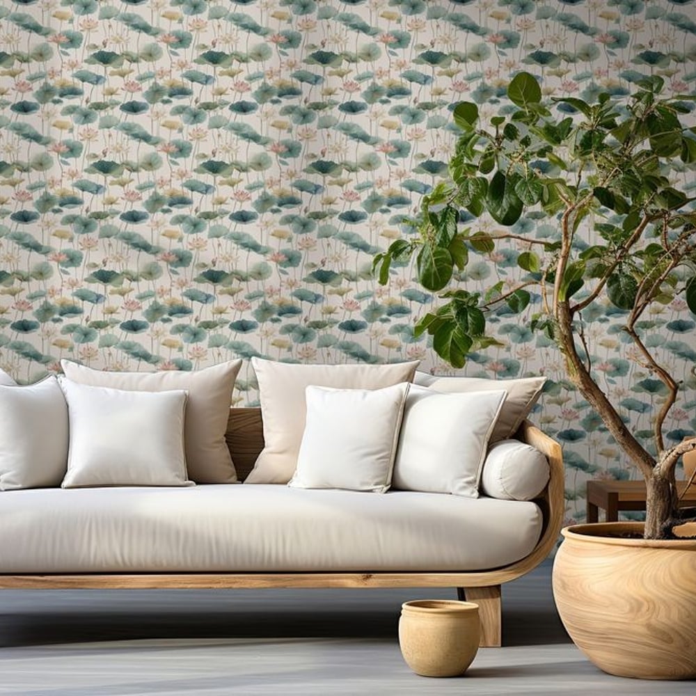 Evelina Green - Papiers peints - Vert - Salon - Floral - Scandza - Intissé