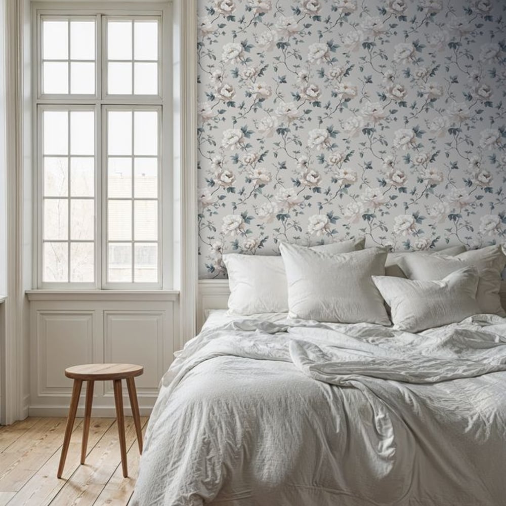 Cordelia Grey - Papiers peints - Gris - Bureau - Floral - Scandza - Intissé
