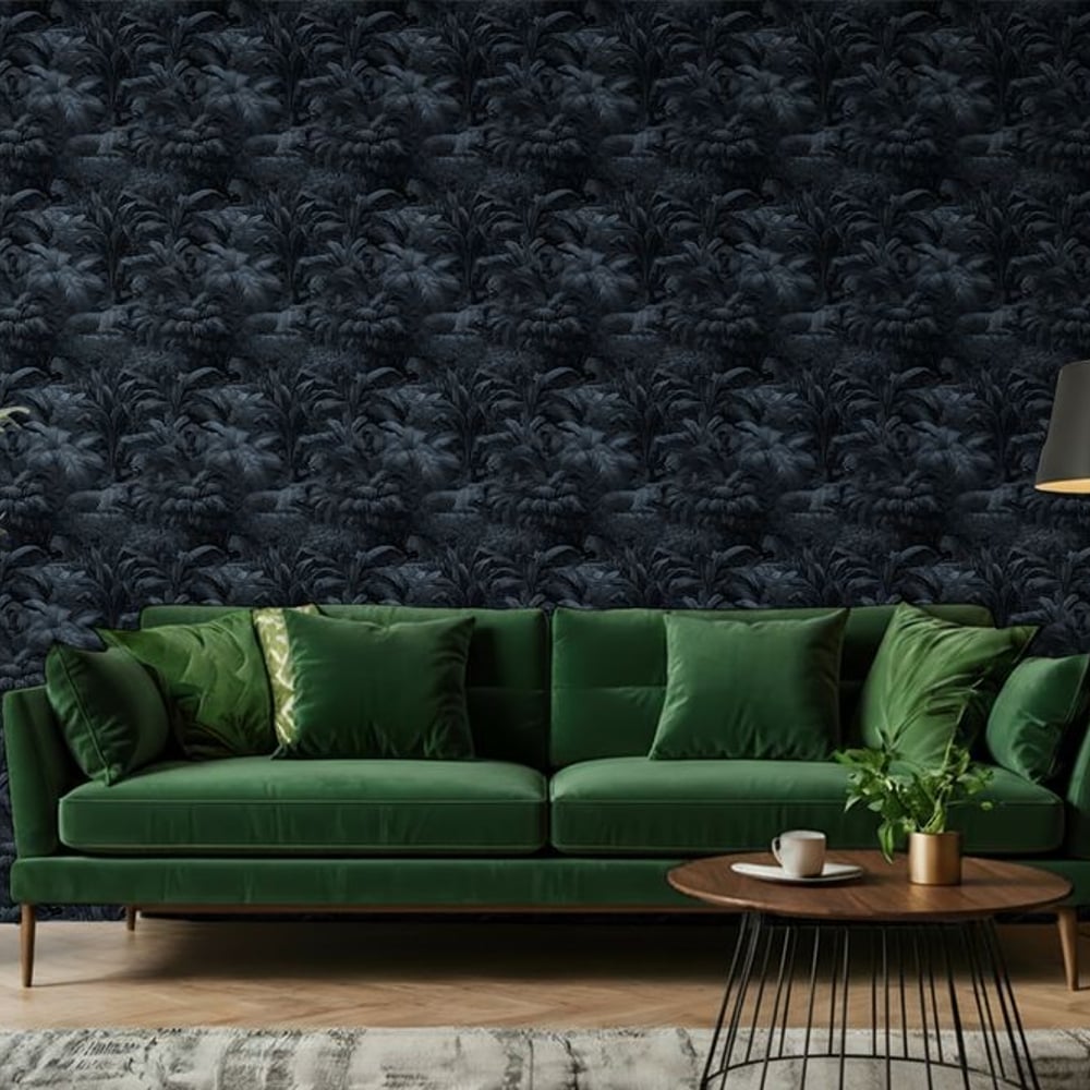 Ismail Blue - Wallpaper - Blue - Living room - Animal - Blue Monkey - Non-Woven