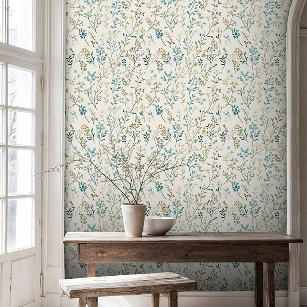 Hildur White - Papiers peints - Blanc - Cuisine - Floral - Scandza - Intissé