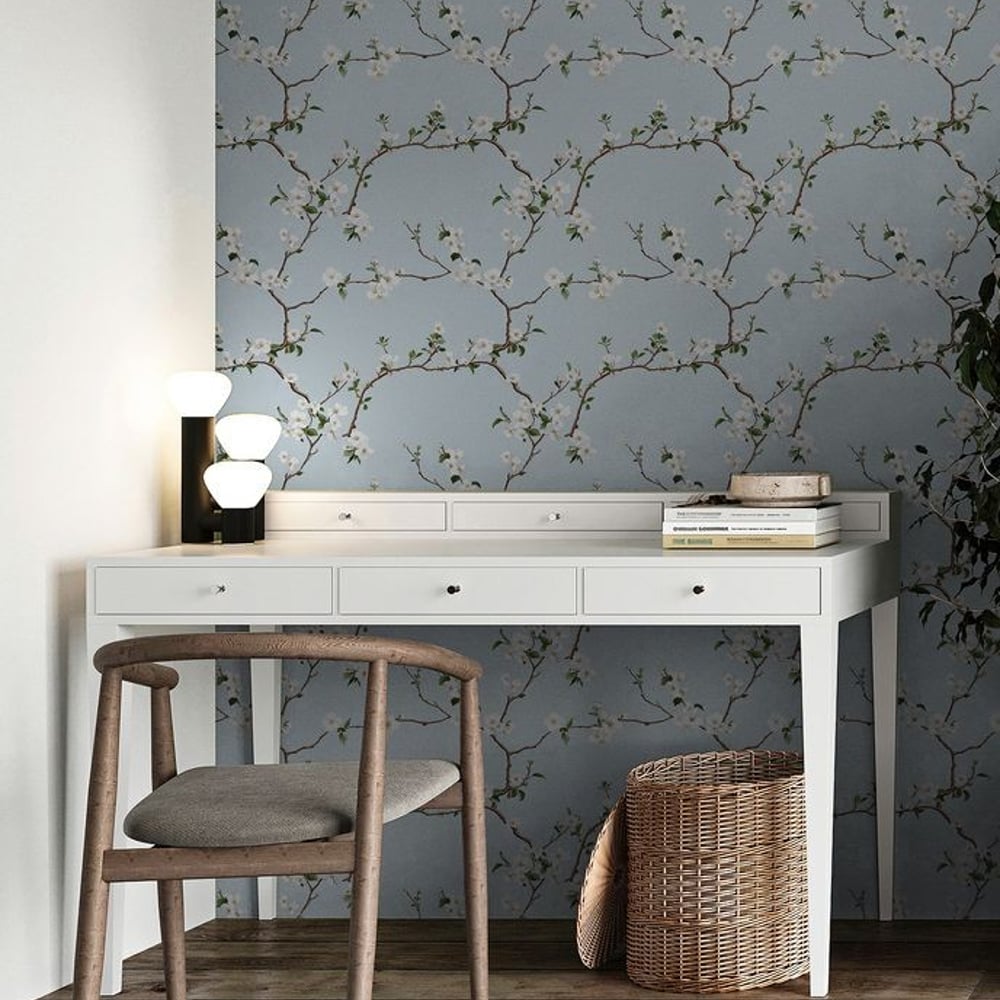 Kolsva Blue - Papiers peints - Bleu - Bureau - Floral - Scandza - Intissé