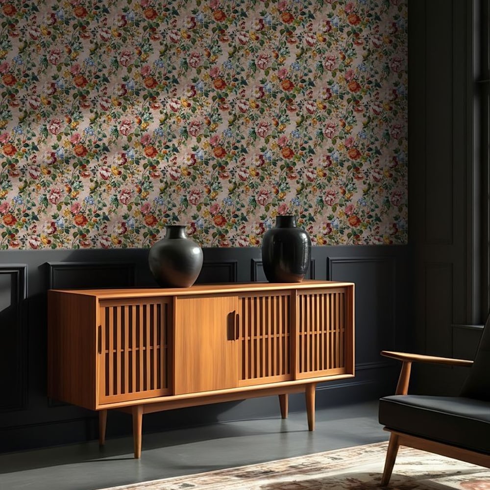 Ragnhild Beige - Wallpaper - Beige - Living room - Floral - Blue Monkey - Non-Woven