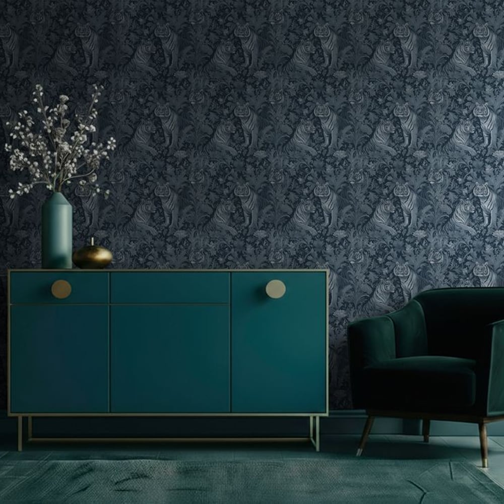 Wasini Blue - Papiers peints - Bleu - Salon - Animal - Blue Monkey - Intissé