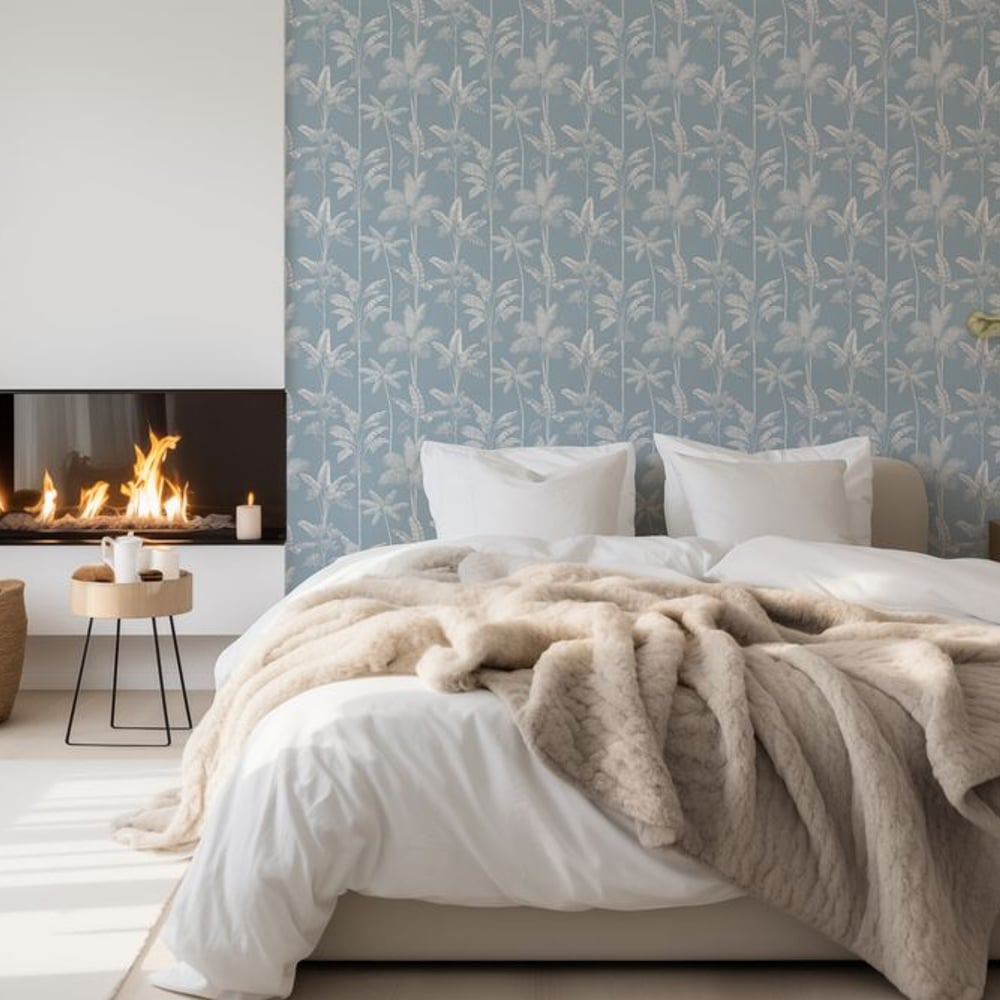 Amboseli Blue - Papiers peints - Bleu - Chambre - Arbre - Dreamland - Intissé