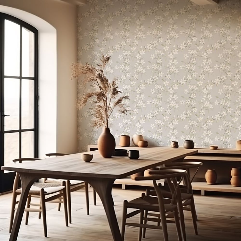 Ellie Grey - Papiers peints - Gris - Salon - Floral - Scandza - Intissé