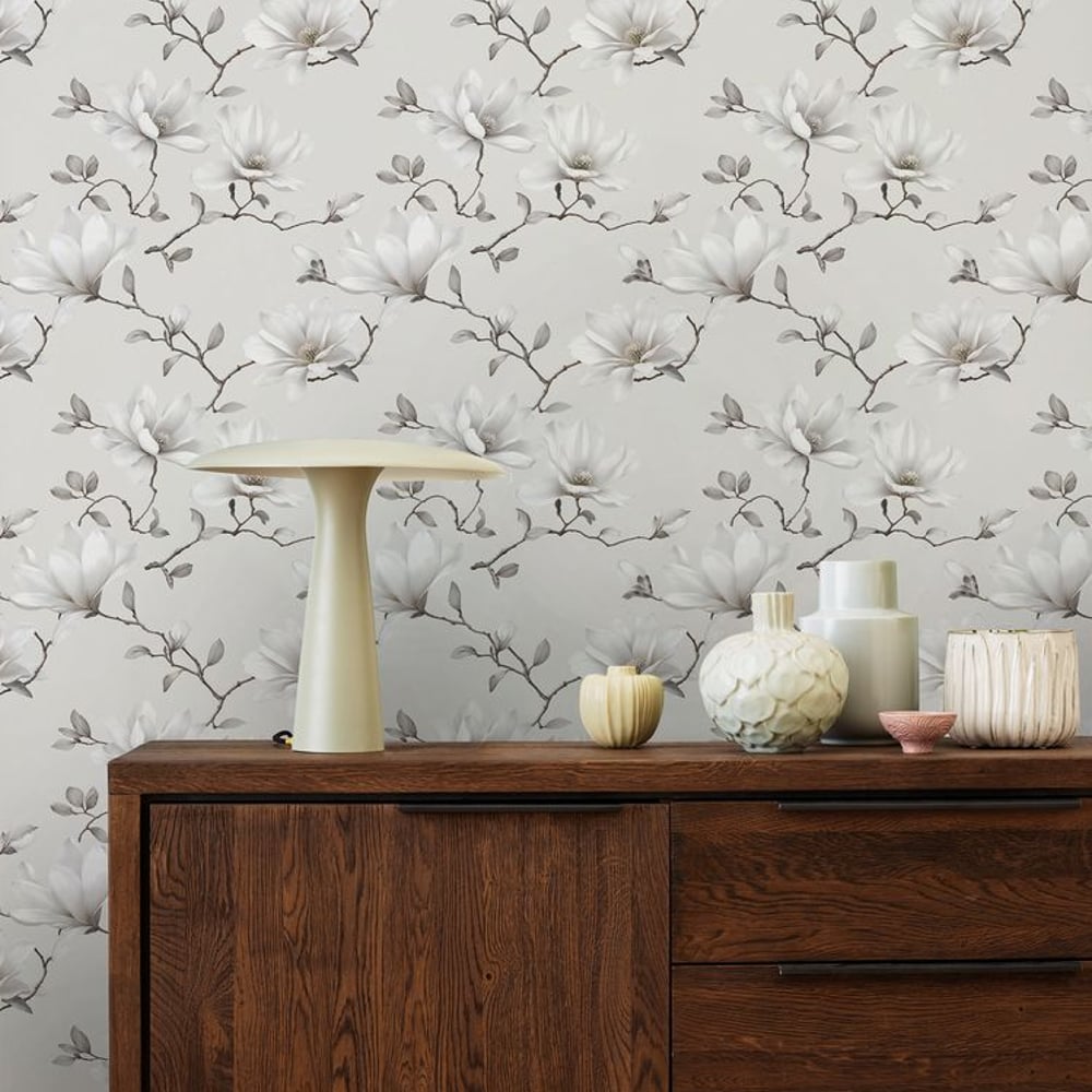 Esmeralda Beige - Wallpaper - Beige - Living room - Floral - in between - Non-Woven