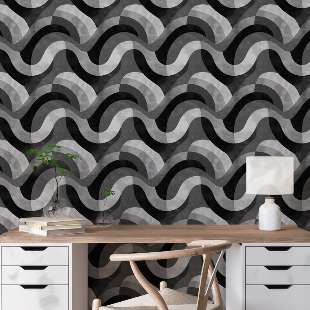 Ryan Grey - Wallpaper - Grey - Office - Graphic - in between - Non-Woven