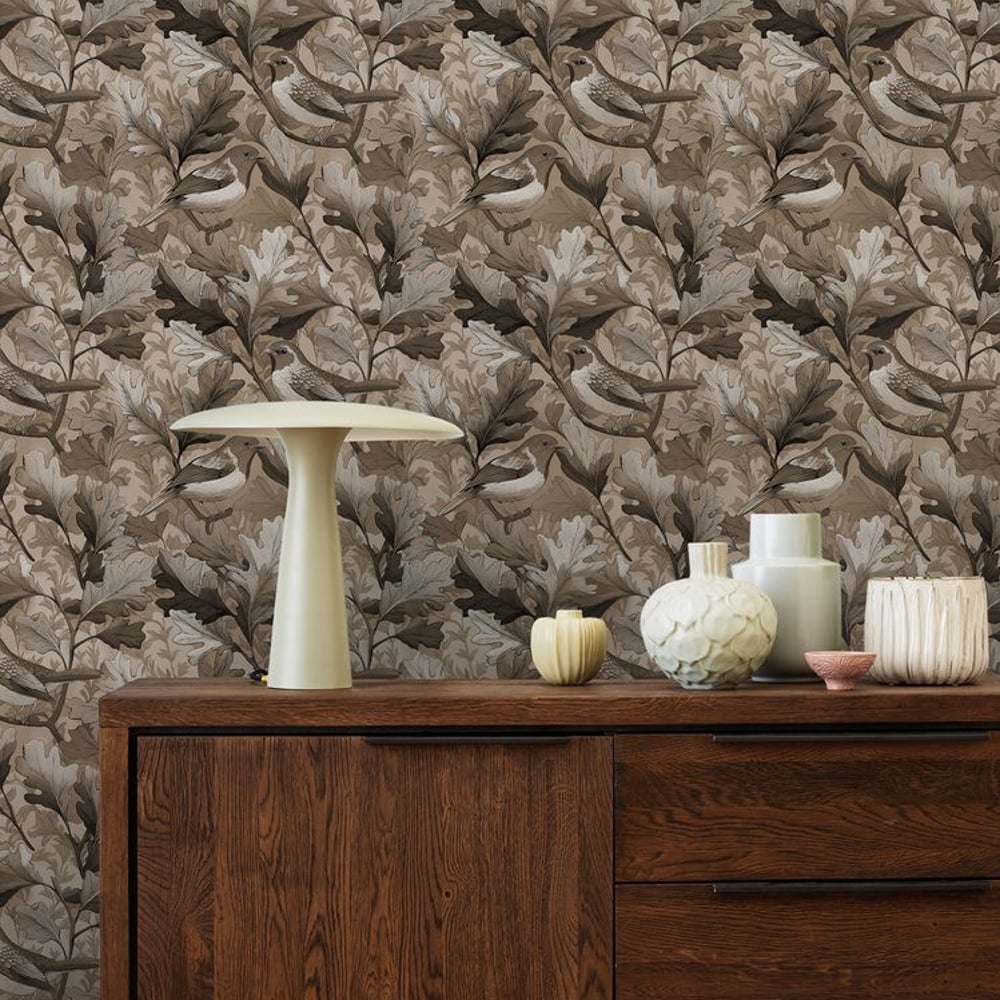 Linus Beige - Papiers peints - Beige - Salon - Oiseaux - in between - Intissé