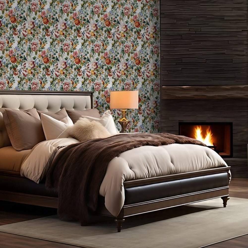 Ragnhild Blue - Wallpaper - Blue - Bedroom - Floral - Blue Monkey - Non-Woven
