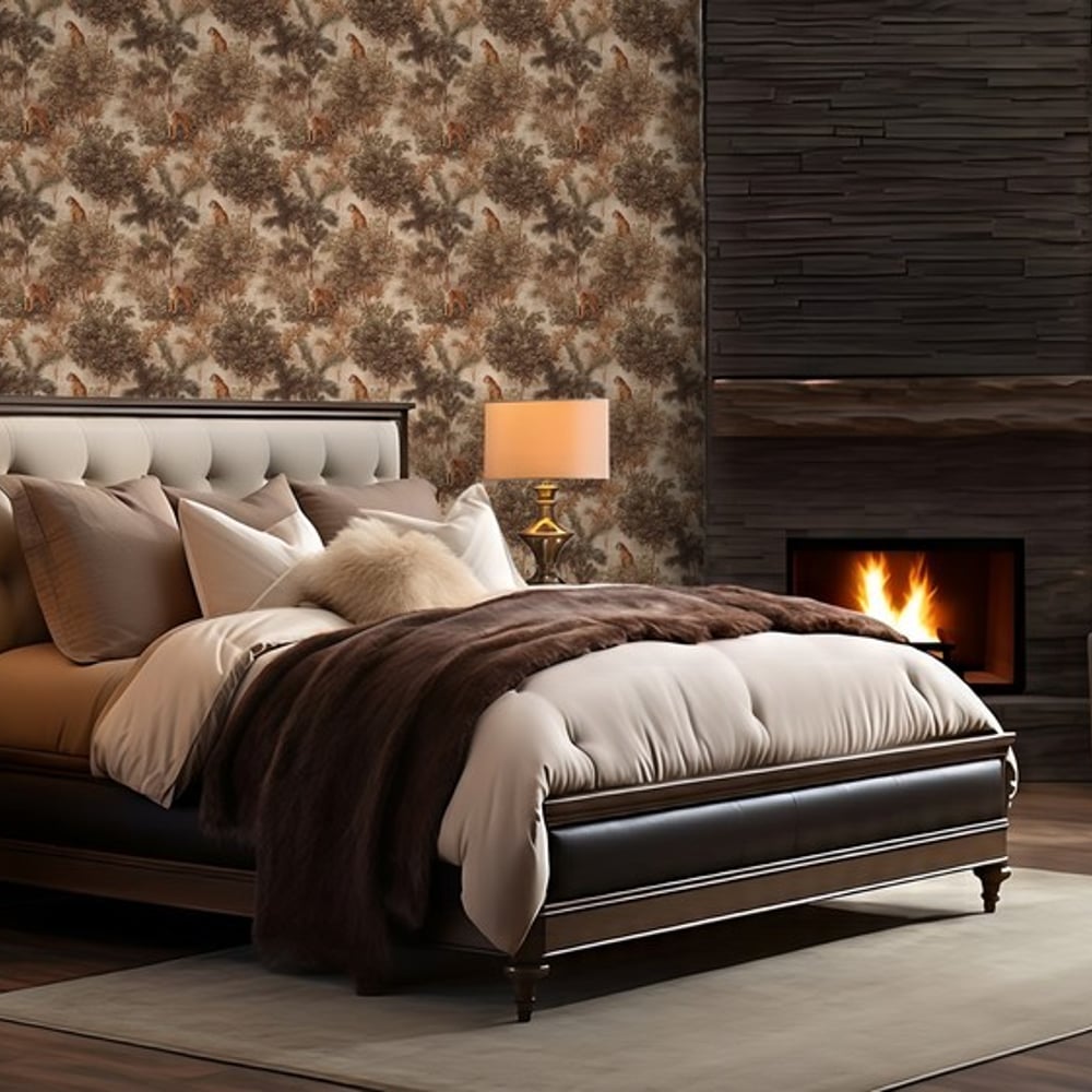 Mombasa Beige - Wallpaper - Beige - Bedroom - Animal - Blue Monkey - Non-Woven