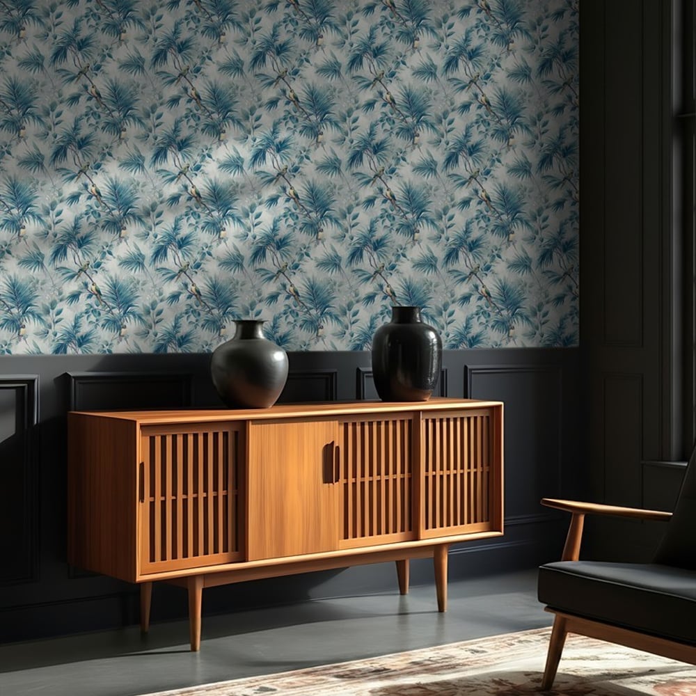 Satuba Grey - Wallpaper - Grey - Kitchen - Birds - Blue Monkey - Non-Woven
