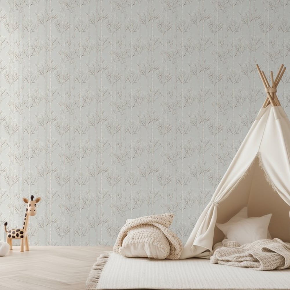 Benny Grey - Tapet - Grå - Børneværelse - Træ - Wallpassion Kids - Non-Woven