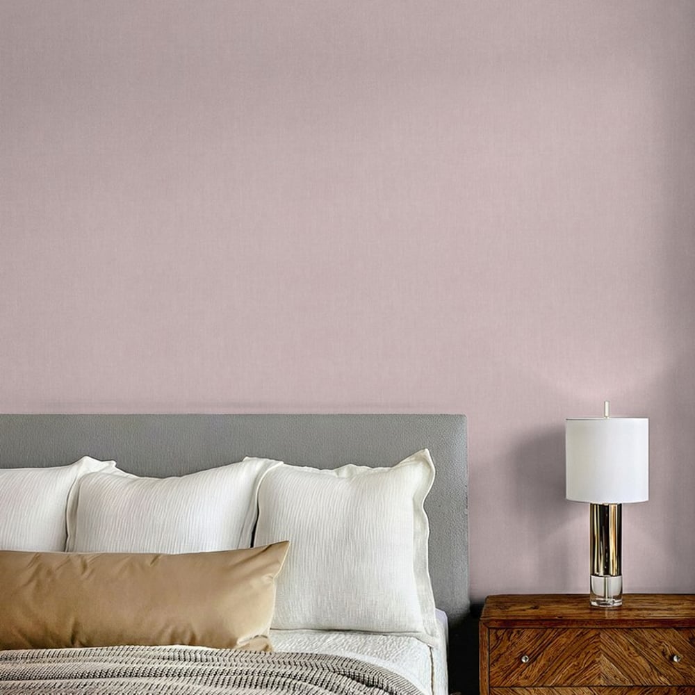 Linnedvæv Soft Pink - Tapet - Lyserød - Soveværelse - Tekstilimitation - Studio Surface - Non-Woven
