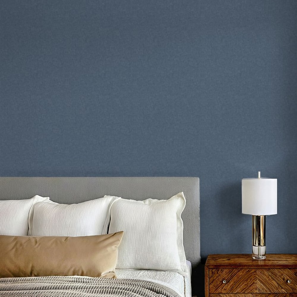 Textile Dark Blue - Papiers peints - Bleu - Chambre - Imitation textile - Studio Surface - Intissé