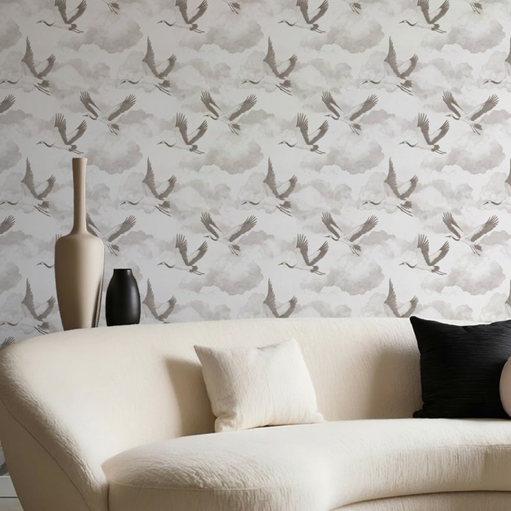 Henri Beige - Papiers peints - Beige - Salon - Oiseaux - Dreamland - Intissé
