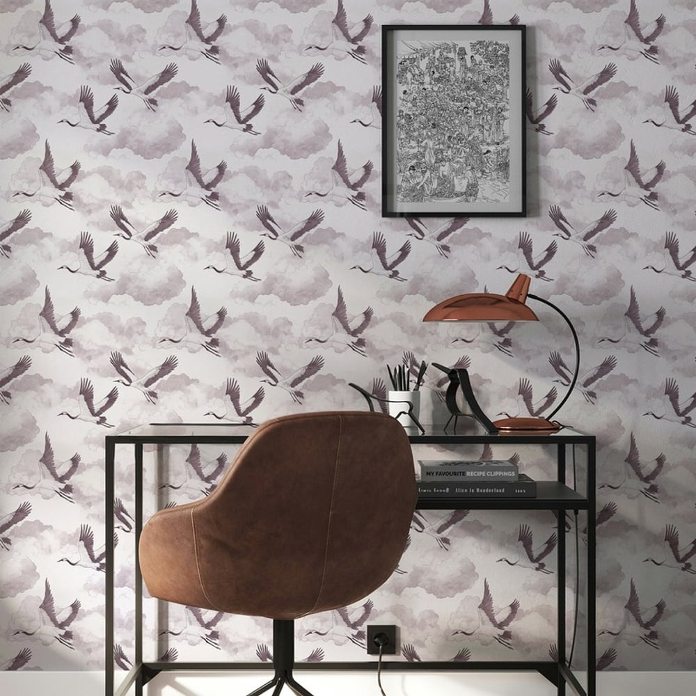 Henri Pink - Papiers peints - Rose - Bureau - Oiseaux - Dreamland - Intissé