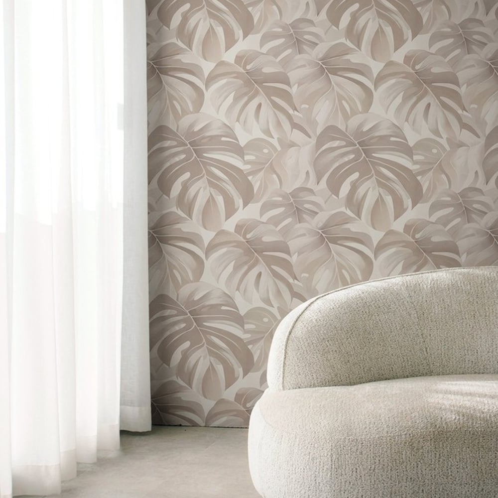 Manuel Beige - Papiers peints - Beige - Salon - Feuille - Dreamland - Intissé