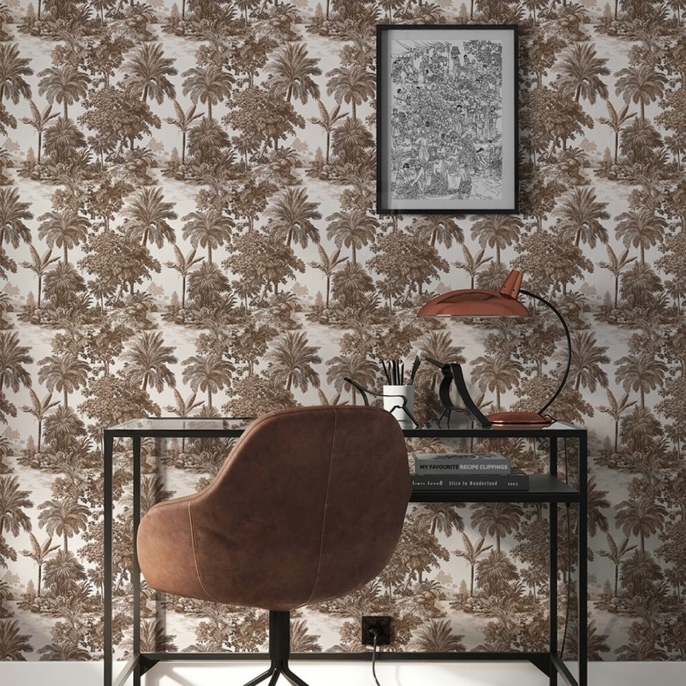 Loreto Brown - Papiers peints - Marron - Bureau - Arbre - Dreamland - Intissé