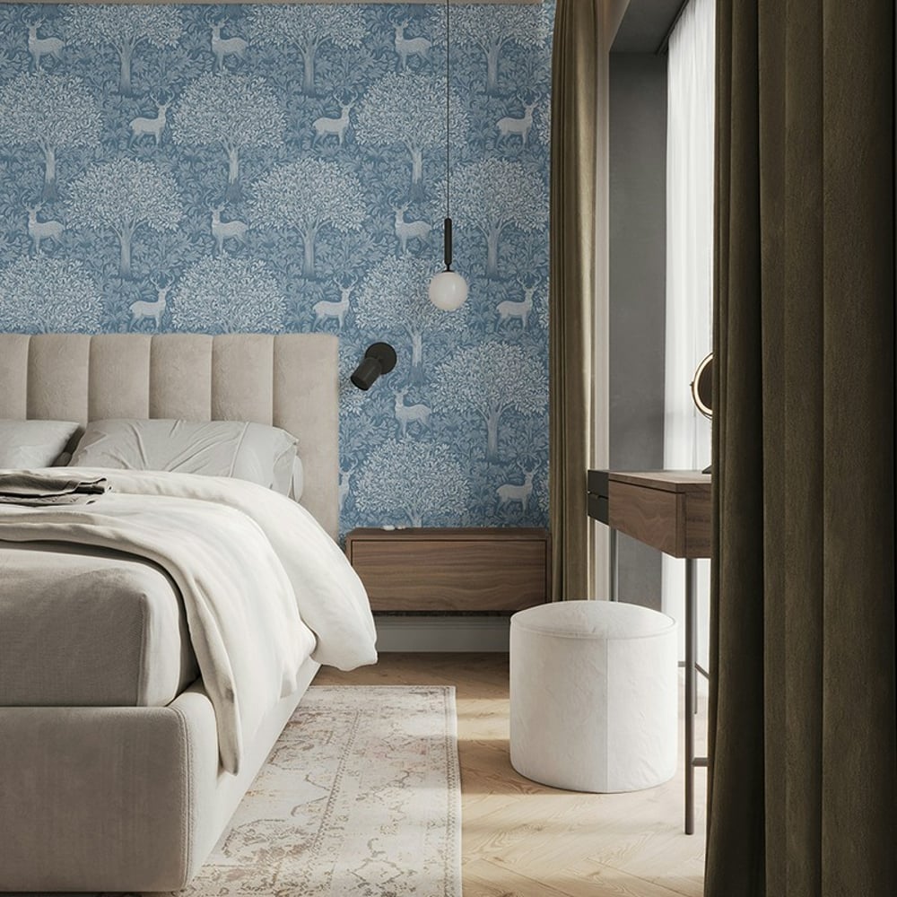 Edvard Blue - Tapet - Blå - Soveværelse - Dyr - Dreamland - Non-Woven