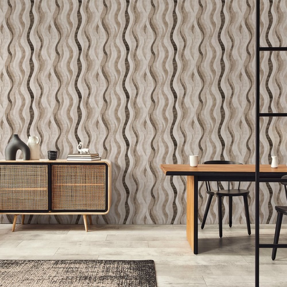 Stellan Beige - Wallpaper - Beige - Teenager's room - Graphic - in between - Non-Woven