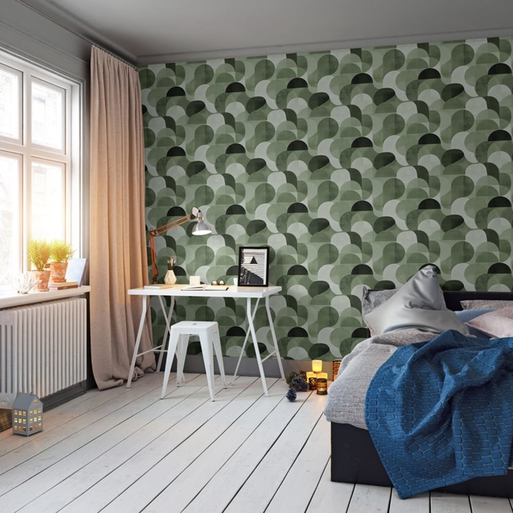 Travis Green - Wallpaper - Green - Teenager's room - Graphic - in between - Non-Woven