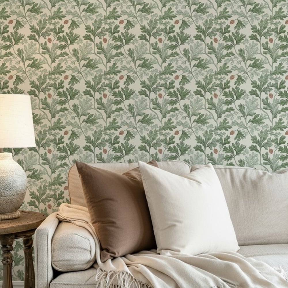 Henning Green - Papiers peints - Vert - Salon - Feuille - Scandza - Intissé