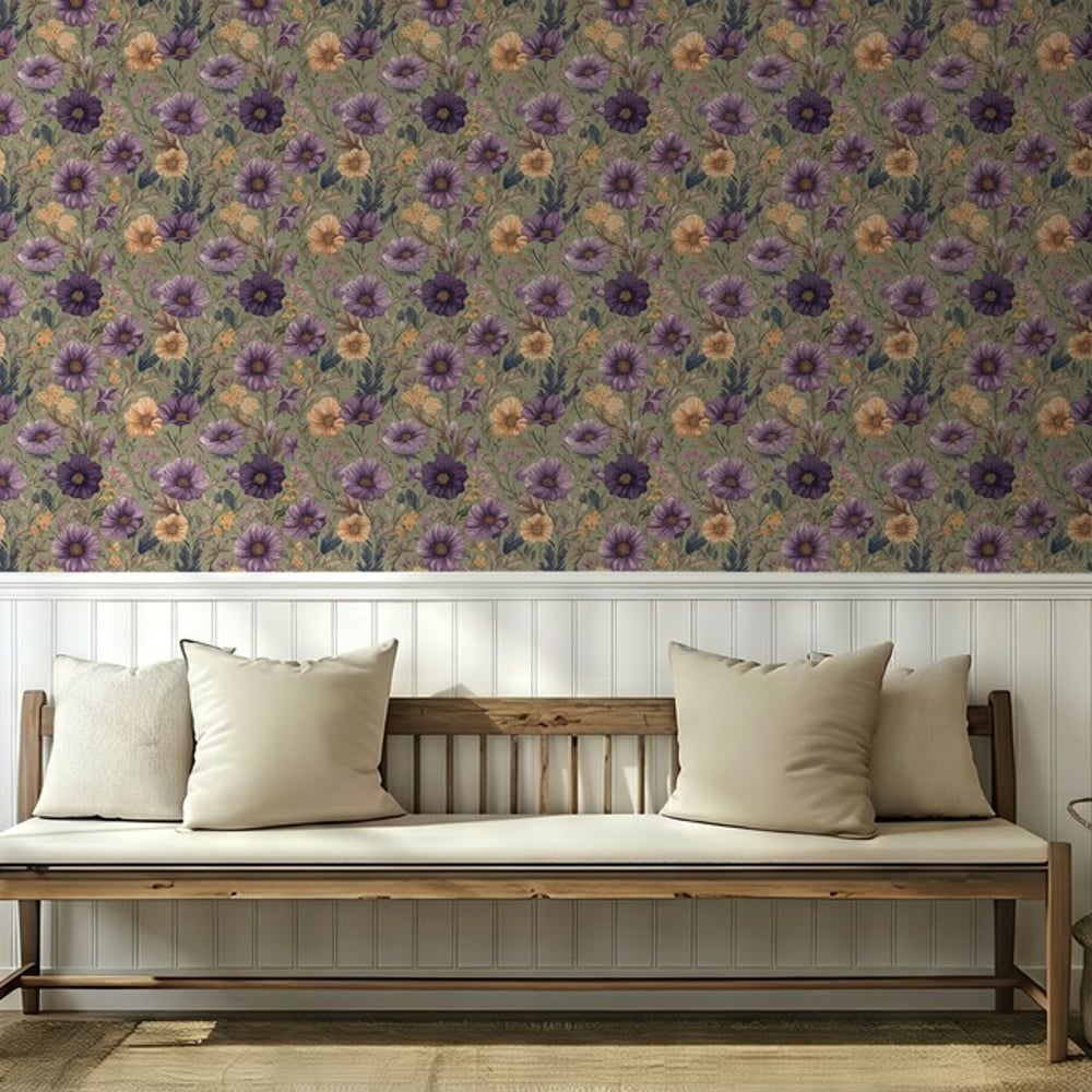 Carol Green - Papiers peints - Vert - Salon - Floral - Scandza - Intissé