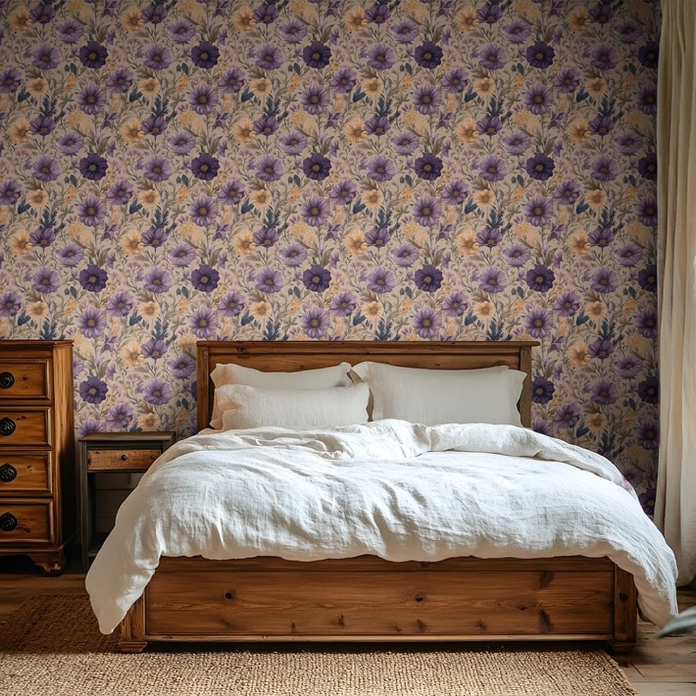 Carol Beige - Papiers peints - Beige - Chambre - Floral - Scandza - Intissé