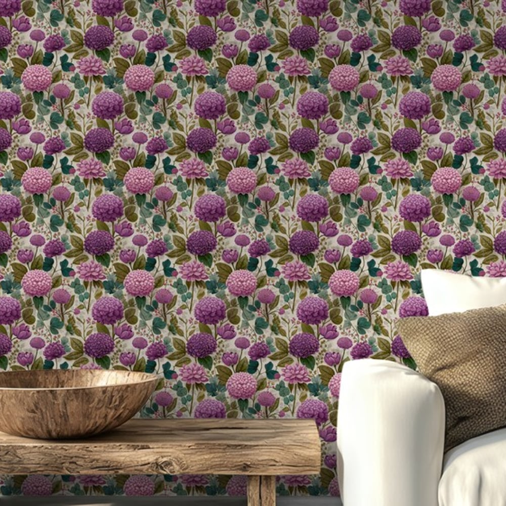 Antonia Beige - Papiers peints - Beige - Salon - Floral - Scandza - Intissé