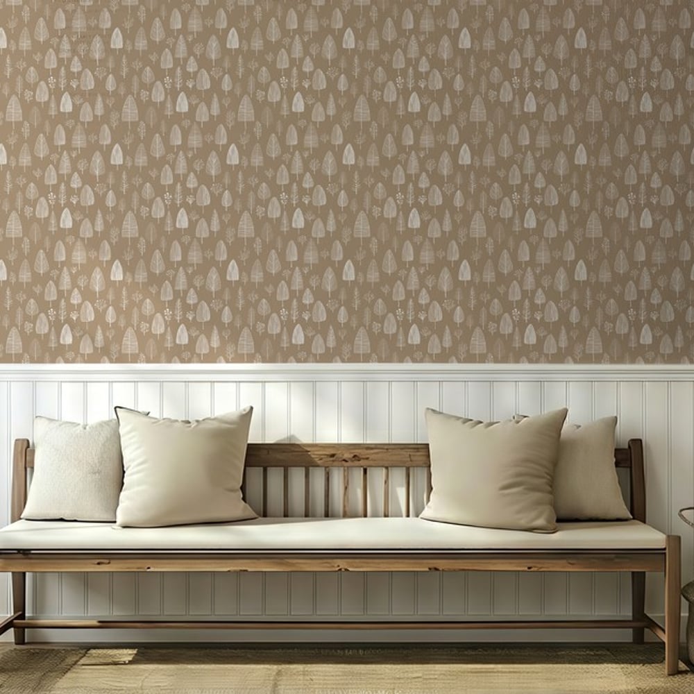 Jonas Beige - Papiers peints - Beige - Entrée - Arbre - Scandza - Intissé
