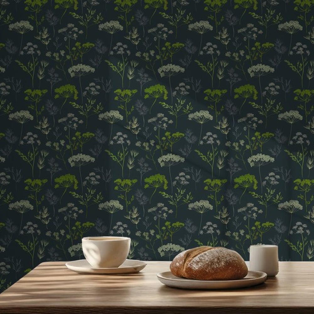 Jolina Green - Papiers peints - Vert - Entrée - Floral - Scandza - Intissé