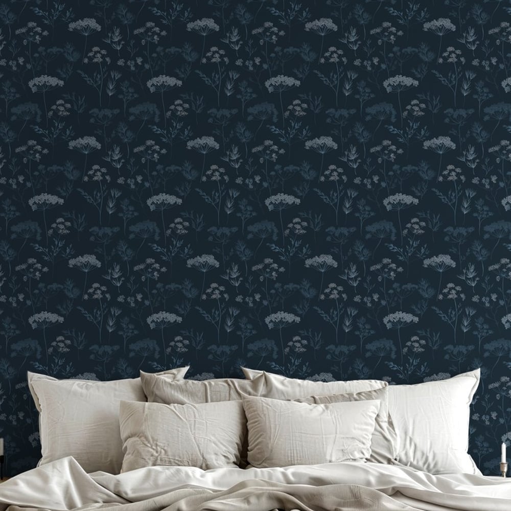 Jolina Blue - Papiers peints - Bleu - Chambre - Floral - Scandza - Intissé
