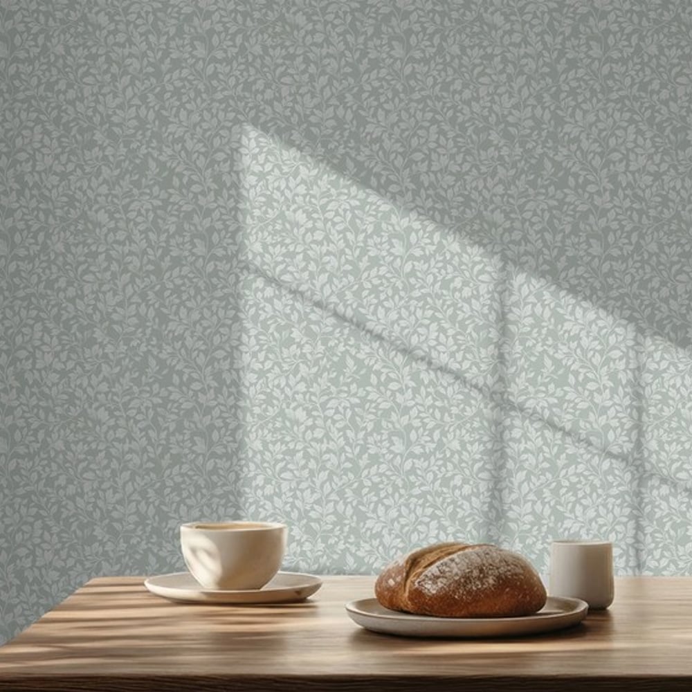 Andre Green - Wallpaper - Green - Kitchen - Leaf - Scandza - Non-Woven