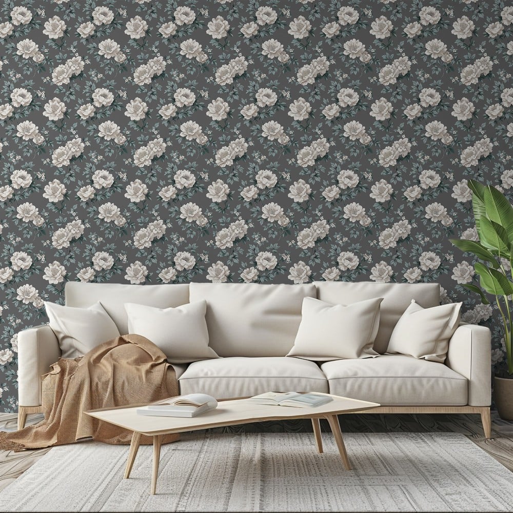 Christine Grey - Papiers peints - Bleu - Salon - Floral - Scandza - Intissé