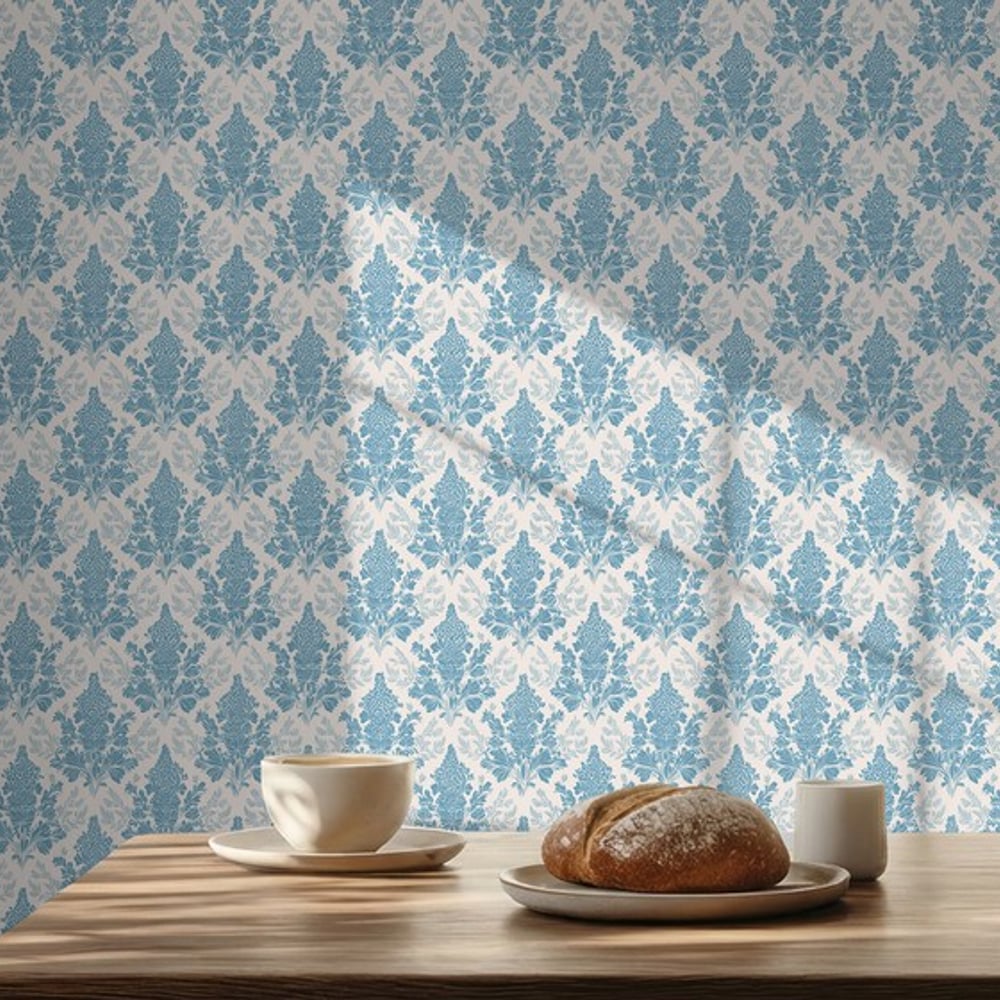 Landsbro Light Blue - Papiers peints - Bleu - Cuisine - Floral - Scandza - Intissé