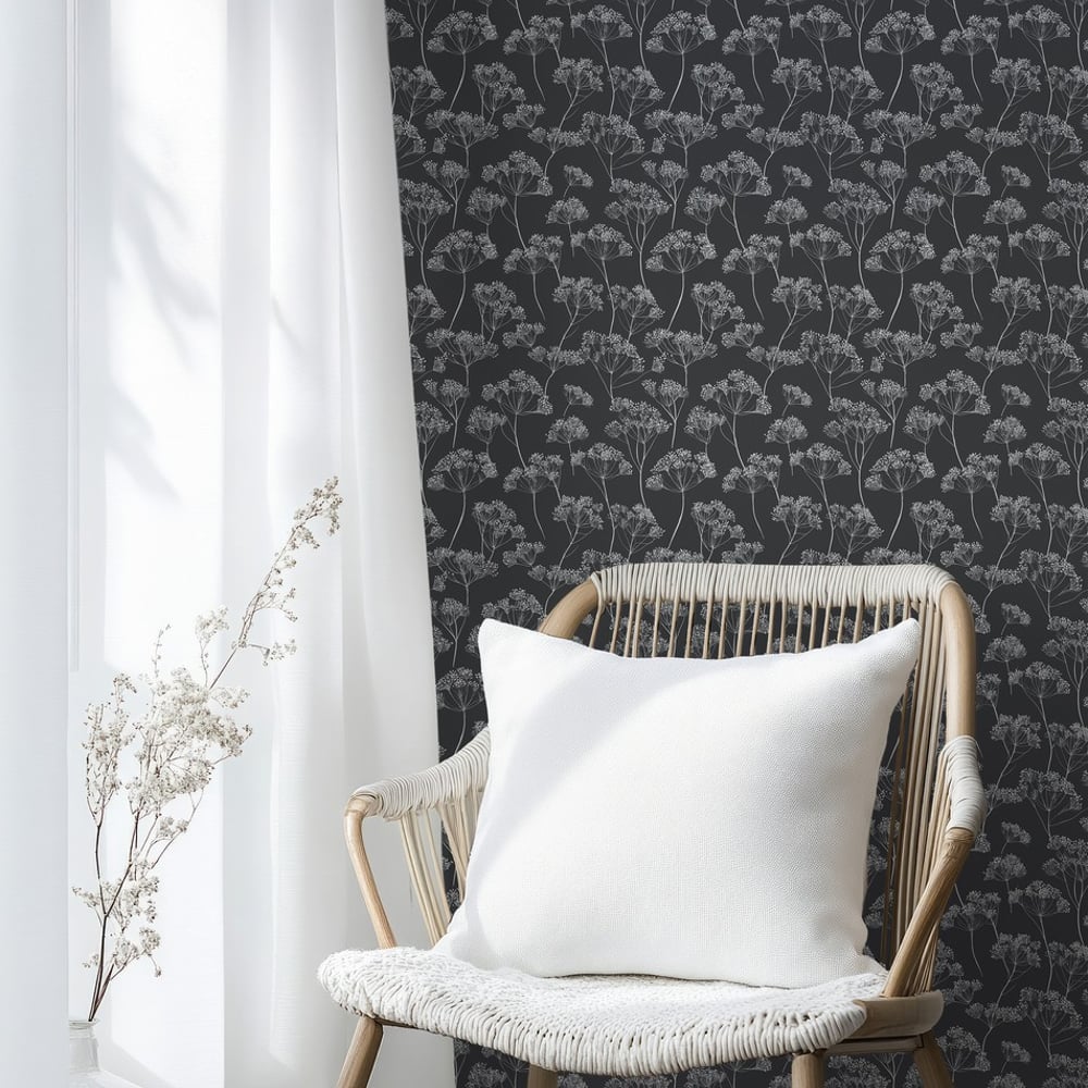 Gunde Grey - Papiers peints - Gris - Salon - Floral - Scandza - Intissé