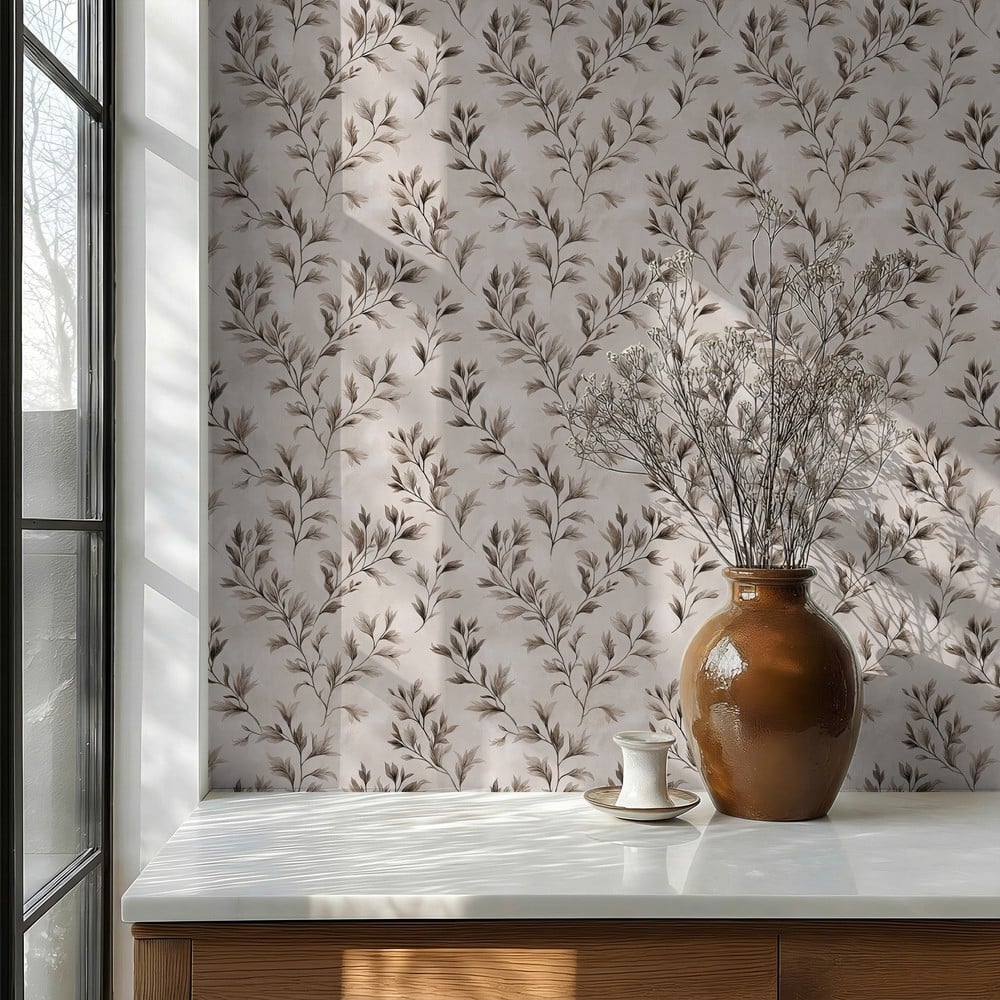 Jesper Brown - Papiers peints - Marron - Chambre - Feuille - Scandza - Intissé