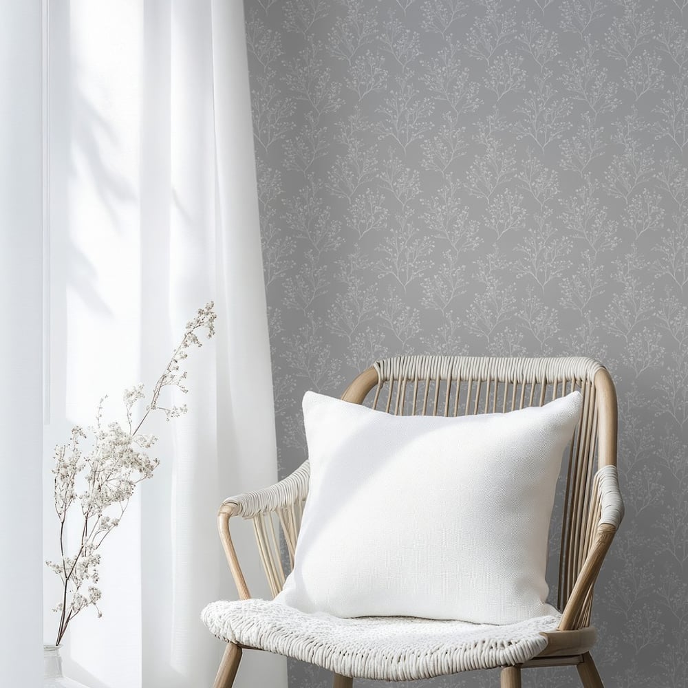 Jill Grey - Papiers peints - Gris - Salon - Feuille - Scandza - Intissé
