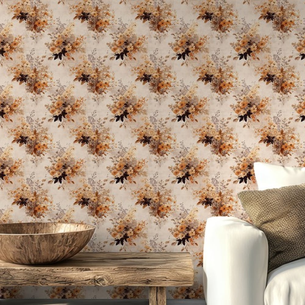 Kajsa Brown - Papiers peints - Marron - Salon - Floral - Scandza - Intissé