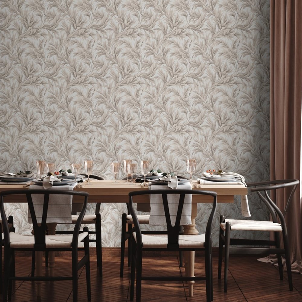 Ariana Beige - Papiers peints - Beige - Cuisine - Feuille - Wallpassion - Intissé