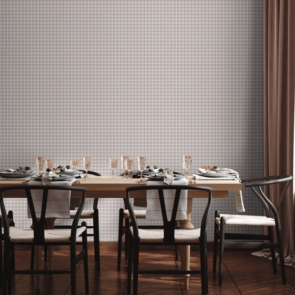 Checkered petite Dusty Pink - Papiers peints - Rose - Cuisine - À carreaux - Wallpassion - Intissé