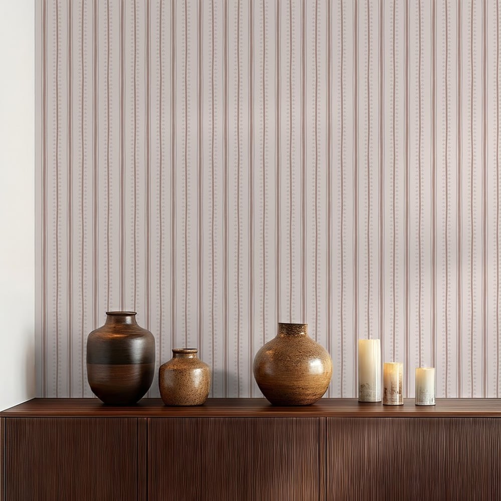 Astoria Stripe Pink - Wallpaper - Pink - Children's room - Floral - Wallpassion - Non-Woven